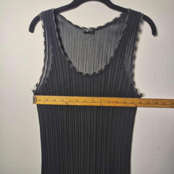 CHANEL Luxury Vintage Y2K Archives RARE Mesh Tulle Whimsigoth Grunge Tank Top M - Picture 15 of 16